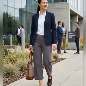 Elegant Gray Cropped Pants for Women